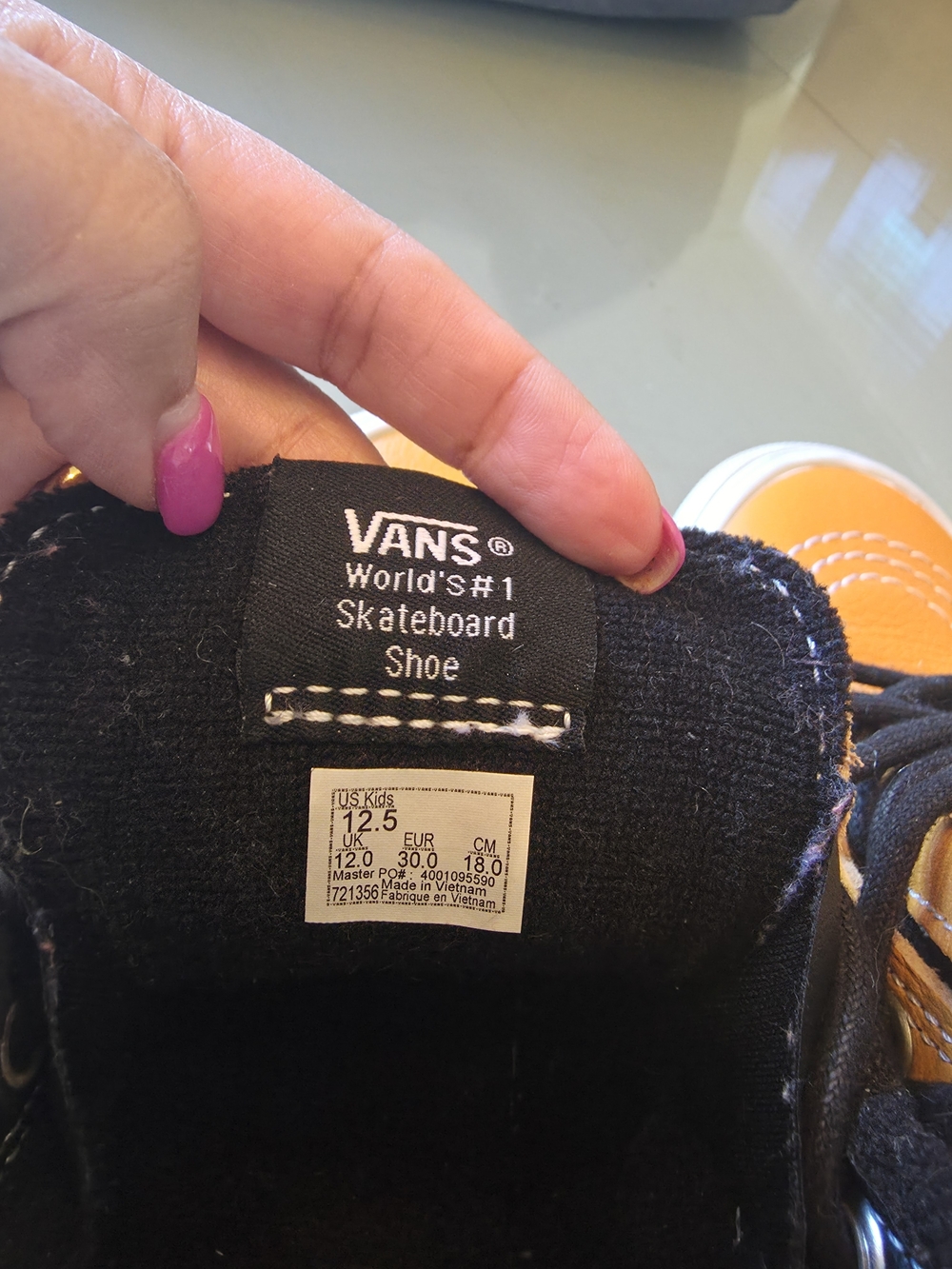 Vans Kids High-Top Sneakers in Gold with Black Laces - Picture 7 of 9